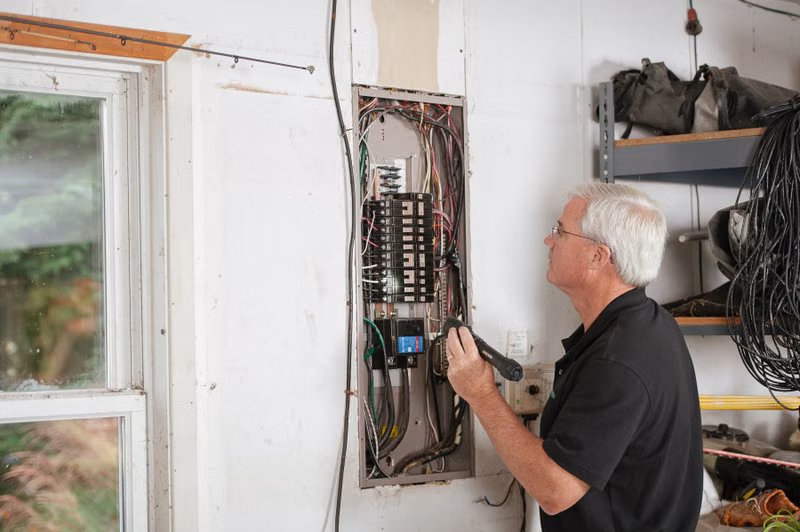 Appliance technician performing maintenance checks in a Calgary, AB home